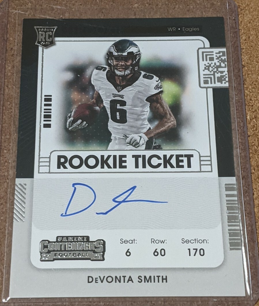 2021 Contenders DeVonta Smith Rookie Ticket On Card Auto VARIATION Eagles SP 🔥