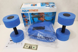 Aqua Fitness  No Impact Workout - Pool Exercise SET Resistance Dumbbells & Belt