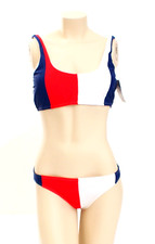 IKA-KUL Red White Blue Two Piece Bikini Swim Suit 2 Piece Women's Size L