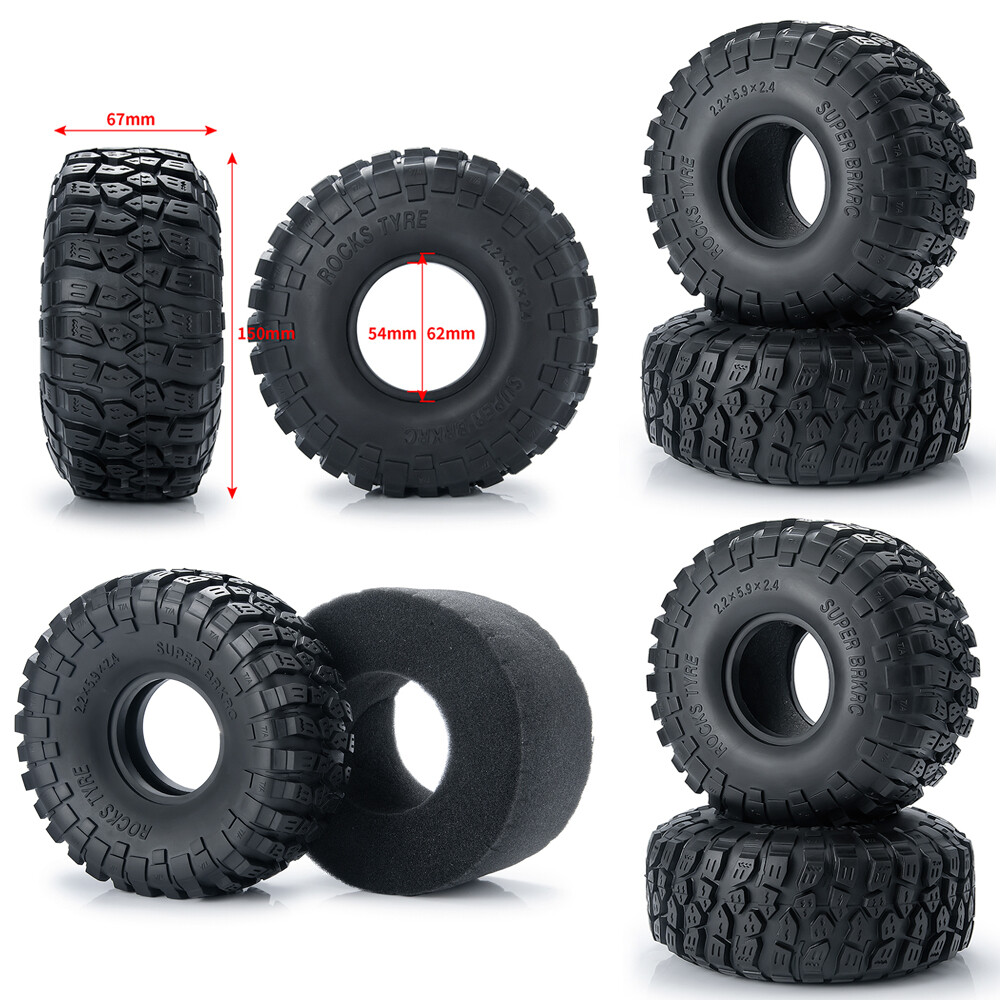 150MM Rubber Rocks Tyres Wheel Tires for 1:10 Axial SCX10 Wraith  RBX10