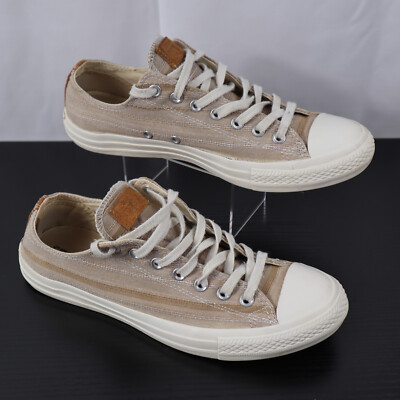 Converse Chuck Taylor Crafted TXT Low Tan Canvas Sneakers M 9.5 W 11.5