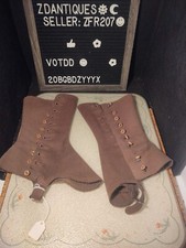 VTG Antique Victorian Wool Spats Gaiters shoe boot covers Bakelite button-up M/F