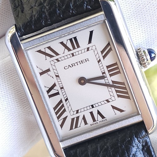 Cartier Tank Solo Small Ladies’ 31 mm Silver Dial Black Leather W5200005 W/ Card