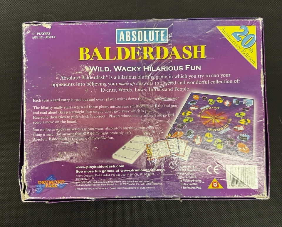 Absolute Balderdash 20th Anniversary Edition Board Game.Good Condition. Complete - Image 2 of 4
