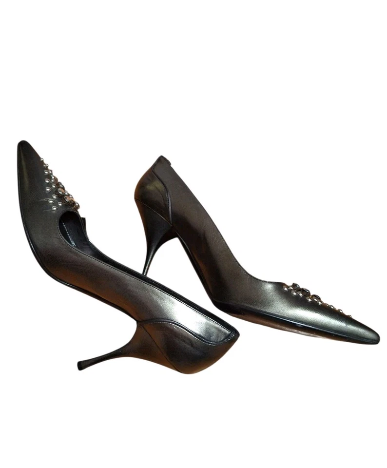 Bombas Prada Milano Dos Tonos Metálicas Hebilla Adornadas 36 o 6 Dinero Antiguo Foto 4 de 4