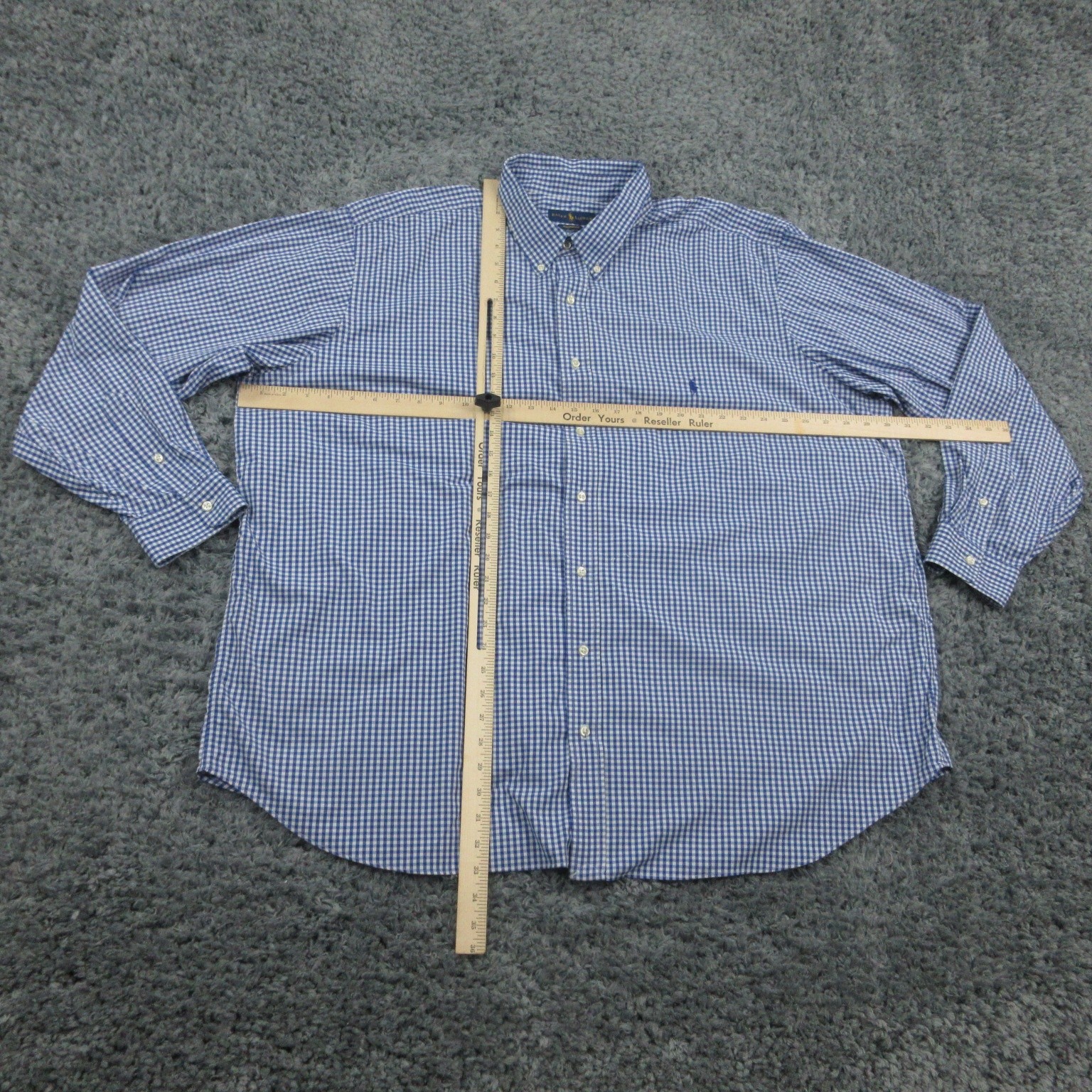 Ralph Lauren Shirt Mens 3XB Blue White Gingham Performance Dress Button Down thumbnail 2