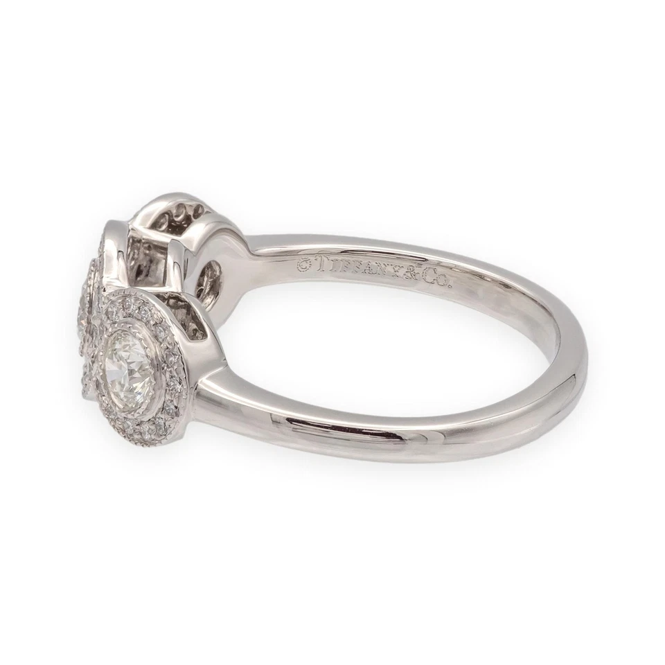Tiffany & Co. Platinum Circlet 3-Stone Halo Diamond Ring – .90 Ct Total Weight - Image 4 of 4