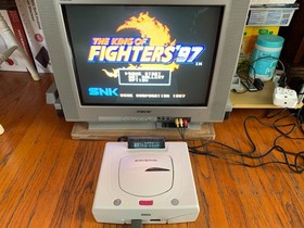 Sega Saturn white Japanese console system in box Vampire Savior Cyberbots KoF 97
