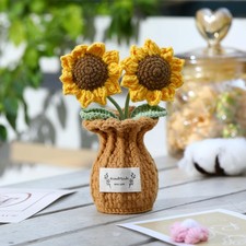 Crochet Sunflower Gift for Mom Handmade Double Sunflower Pot, Cute Mother s...