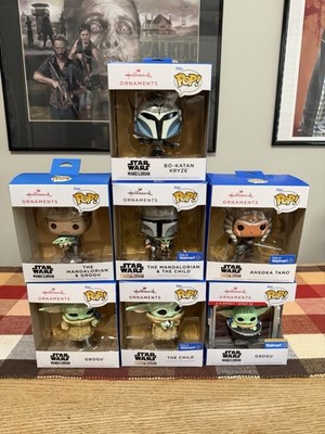 The Mandalorian Funko Pop Ornaments 7 Lot Mando, Grogu, Ashoka, Bo-K & More