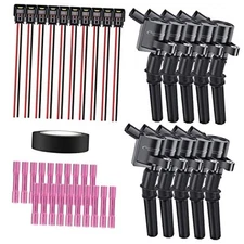 Set of 10 Ignition Coils & Pigtail Connector Wiring Harness Kit Compatible 