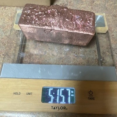 Hand poured copper bars ingot & round  slug lot of 2 pieces copper t