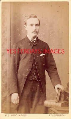 Antique CDV Carte De Visite Dapper Man Books P.Nimmo & Son Edinburgh (B167)