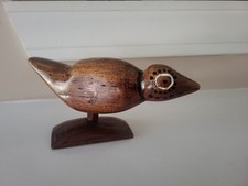 Hand Made Carved Wooden Bird Figure On Stand Ethnic Folk Art OOAK