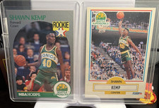 Shawn Kemp Seattle SuperSonics Fleer 90 #178 & NBA Hoops RC #279 Lot (2)