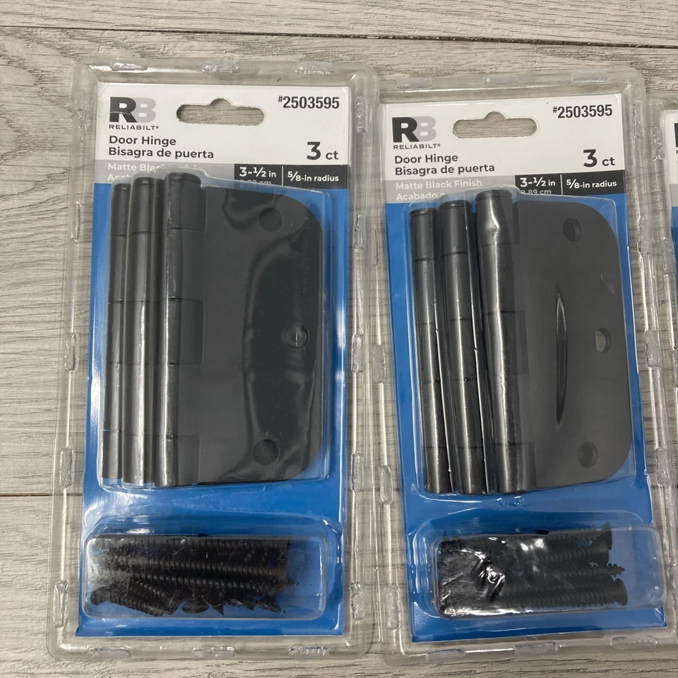Bisagras de puerta interiores de mortaja negras mate Reliabilt #2503595 3 paquetes/9 en total NUEVO Foto 4 de 4