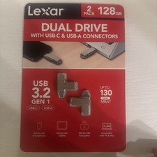 Lexar 128GB 2-in-1 Dual Flash Drive USB-C and USB-A,  Mac-Android- PC– 2 PACK