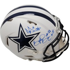 Dak Prescott & Ezekiel Elliott Signed Cowboys Flat White Authentic Helmet BAS