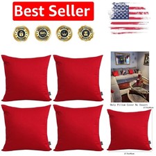 4-Pack 18x18" 100 Cotton Red Throw Pillow Covers - Perfect for DIY Designs