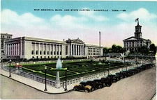 Vintage Nashville War Memorial & State Capitol Linen Postcard by Capitol News