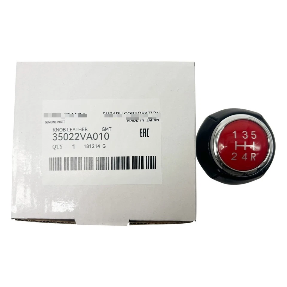 Perilla de cambio de marchas de cuero cosido rojo genuino Subaru WRX STI 35022VA010 OEM Foto 3 de 4