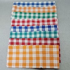 8x Vintage Retro Unused Check Tea Towels Set 70s 80s Bundle Job Lot Mixed Colour