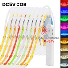 1-5M PIR Motion Sensor LED COB Light Strip Cabinet Kitchen Battery Operated USB