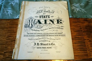 1890 STUART'S ATLAS OF THE STATE OF MAINE BEAUTIFUL HANDCOLORED MAPS