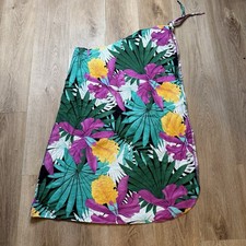Hilo Hattie Floral Sarong Wrap Skirt Made in Hawaii Tropical Hibiscus OS Blue