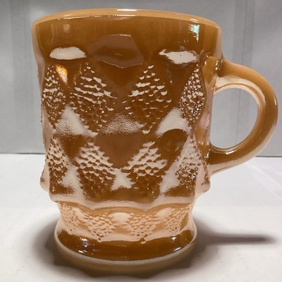 Vintage Anchor Hocking Fire King Kimberly Peach Luster Textured Mug