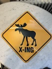 Moose X-Ing sing  Ande Rooney 1999 Porcelain Enamel Metal Vintage Wall Decor