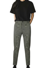 NEW DOLCE & GABBANA Black White Grey Tweed Check Trousers Dress Pants 44 8