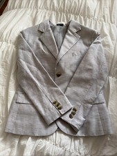 Janie and Jack Seersucker Blazer Jacket Lined Light Grey Size Boys 6 MSRP 99