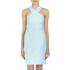Michael Kors Matelasse Halter Dress Blue White Size 12