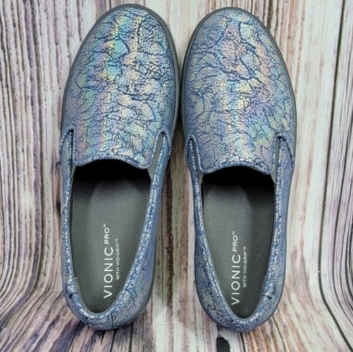 VIONIC Avery Pro Orthotic Blue Metallic Slip Resistant Slip On Sneakers New 7.5 - Picture 7 of 16