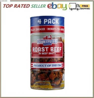 Butterfield Farms Roast Beef in Beef Broth, 12 oz Cans, 4 Pack   Ready to Eat.