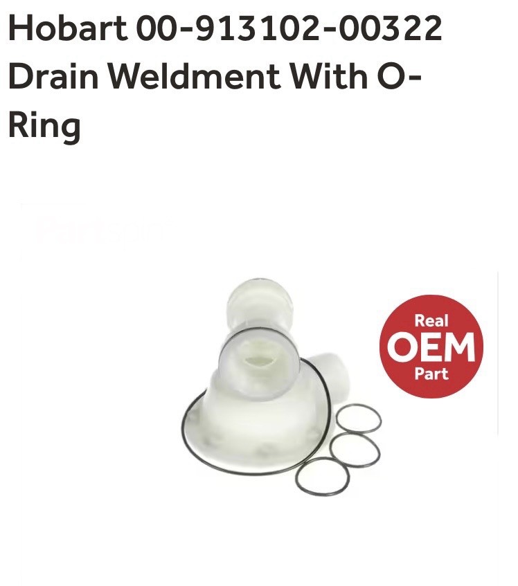 Hobart 00-913102-00322 KIT, WELDMENT DRAIN;ORINGS