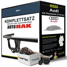 Für AUDI A3 Fliessheck Typ 8L Anhängerkupplung starr +eSatz 13pol uni. 96-03 NEU