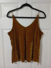 Shinestar Womens Yellow Sleeveless V Neck Pullover Camisole Tank Top Size M