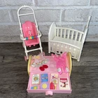 VTG Barbie 2000 Love Care Kelly Mixed Lot Stroller Crib Bed Clothes Toys Food