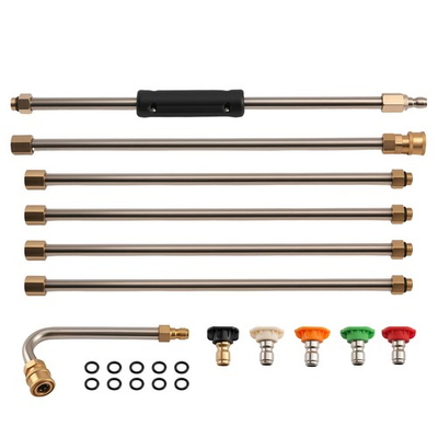 #ad 15 Inch 4000 PSI Pressure Washer Wands Stainless Steel Brass 6pcs 5 Nozzles $23.74