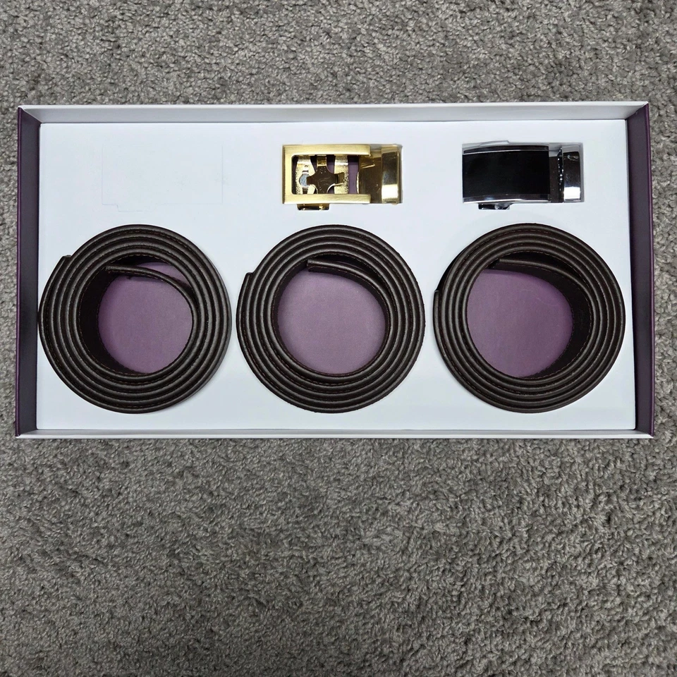 Juego de regalo de cinturón y hebilla ANSON (3 correas + 2 hebillas) trinquete ajustable para hombre Foto 2 de 4