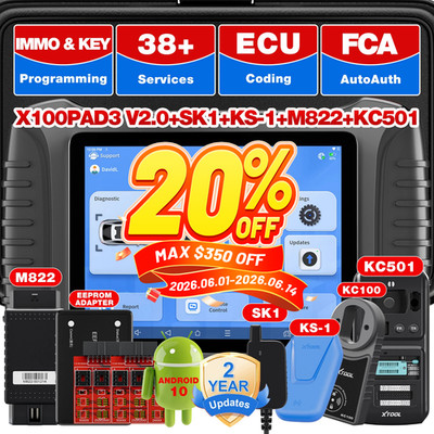 XTOOL X100PAD3 V2.0 IMMO Key Programmer + Full Set Accessories Car Auto Scanner
