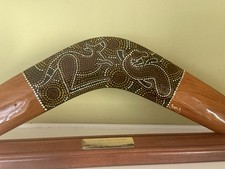 Genuine Dreamtime Aboriginal Wood Boomerang Art 16  with Stand Australia