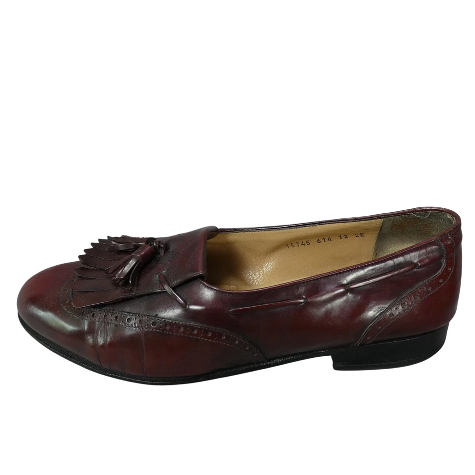 Mocassim Salvatore Ferragamo Shoes Masculino 12 EE Couro Borgonha Borla Kiltie - Imagem 3 de 4