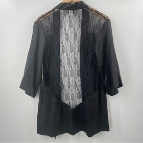 DREAMGIRL Robe Large Lace Satin Sexy Lingerie Kimono Panties Black *Missing Belt