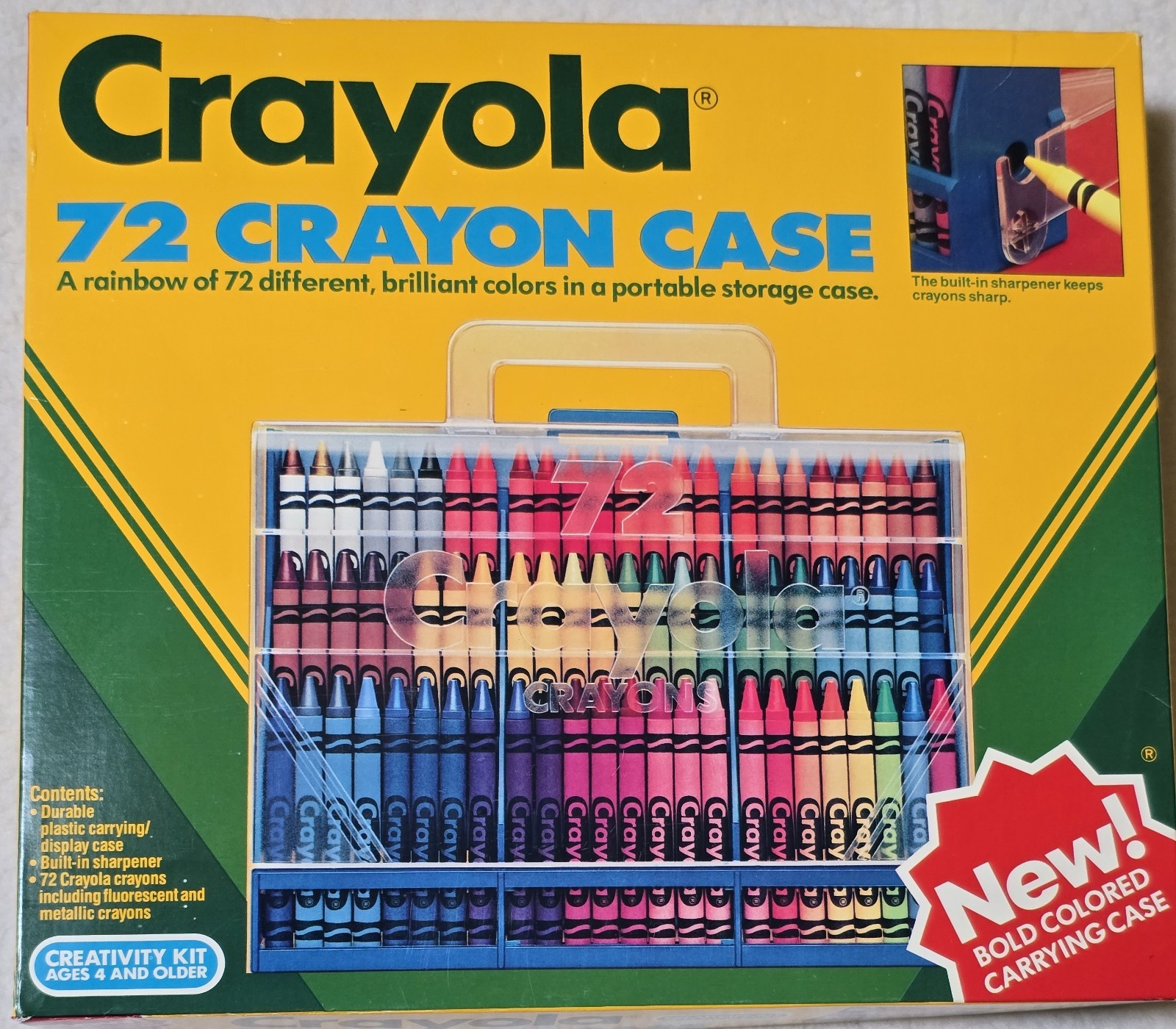 1990 CRAYOLA 72 Collors in Portable Storage Case (NEVER USED CRAYONS) #7740