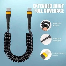 PD 120W Type C To Type C Data Cable 5A Type C Fast Charge USB C Spring Car Charg