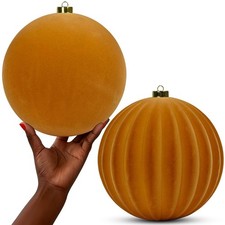 2 Pcs 8 Inch Extra Large Velvet Christmas Ball Ornaments - Shatterproof Hangi...