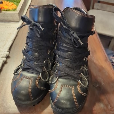 Vintage 90s Y2K GBX Ring Mens Black Leather Boots Size 10 Rare Made In Mexico